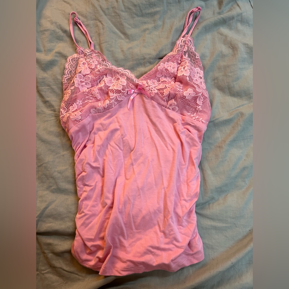 Pink Lace Trim Chemise